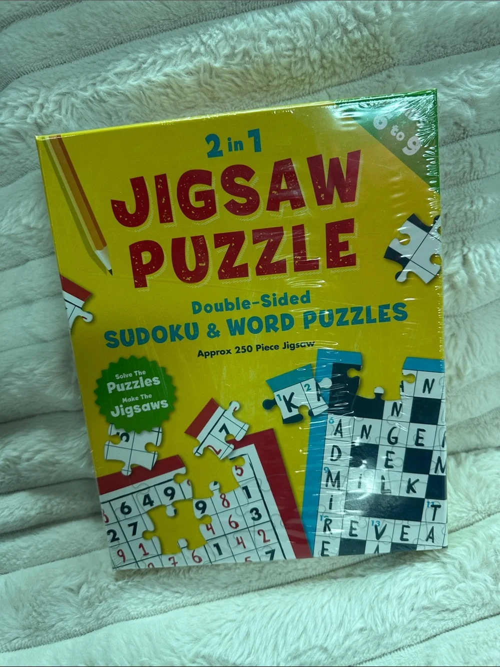 2-in-1 Jigsaw Puzzle Game - Yellow Double-Sided Sudoku & Word Puzzles